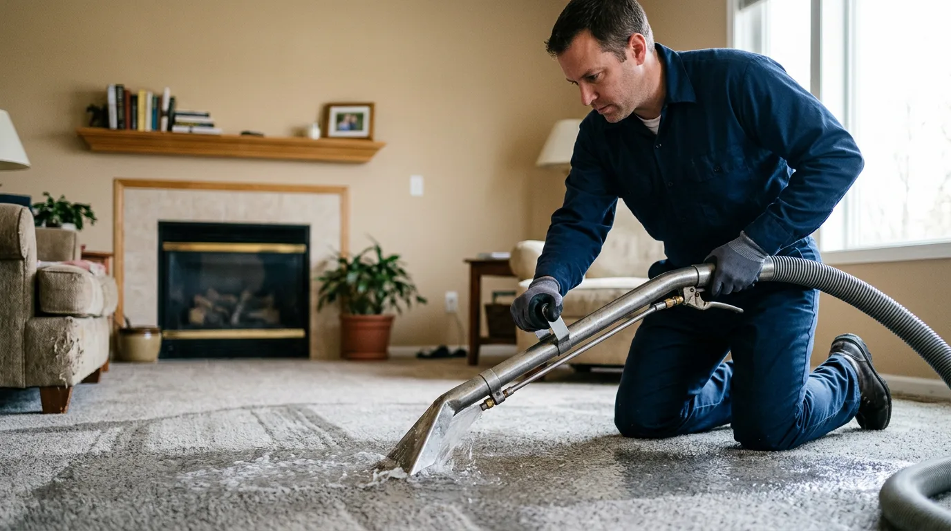 Water damage restoration technician working near Clendenin, WV